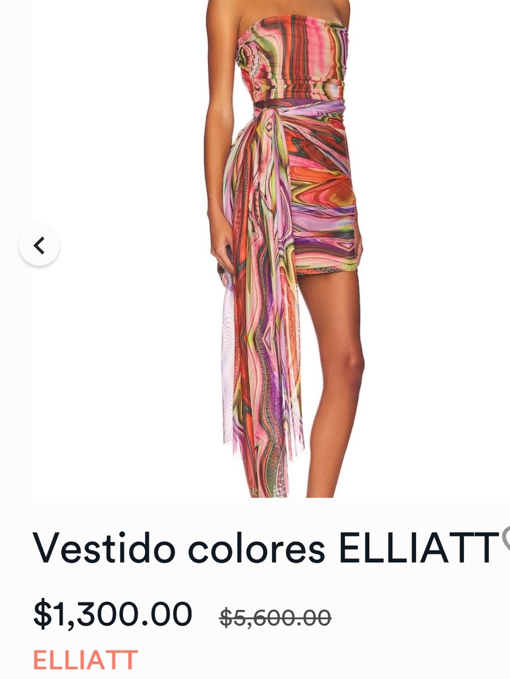 Elliatt Nala Multicolor Strapless Mini Dress with Draped Sash - Picture 3 of 10